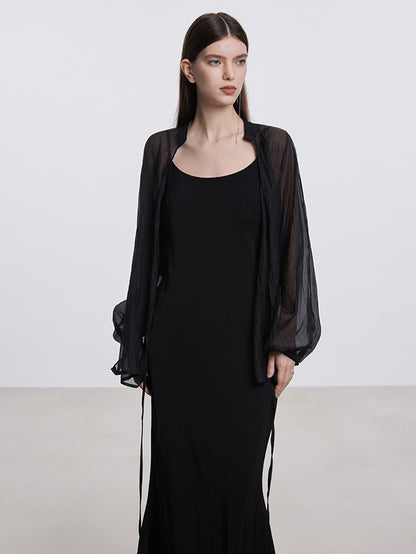 Long Sling Dress ＆ Sun Protection Sheer Cardigan