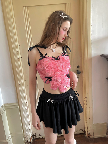 3D Flower Bowknot Strappy Vest