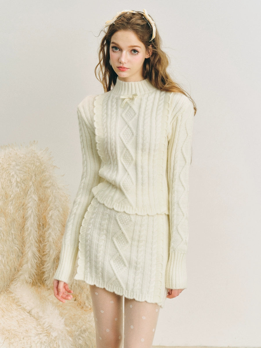 Knit Skirt Sweater With Skirt Neck Women Piece Sweater Skirt Set