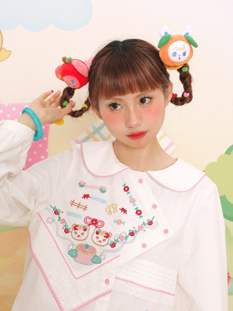 Doll Collar Handkerchief Design Embroidery Shirt