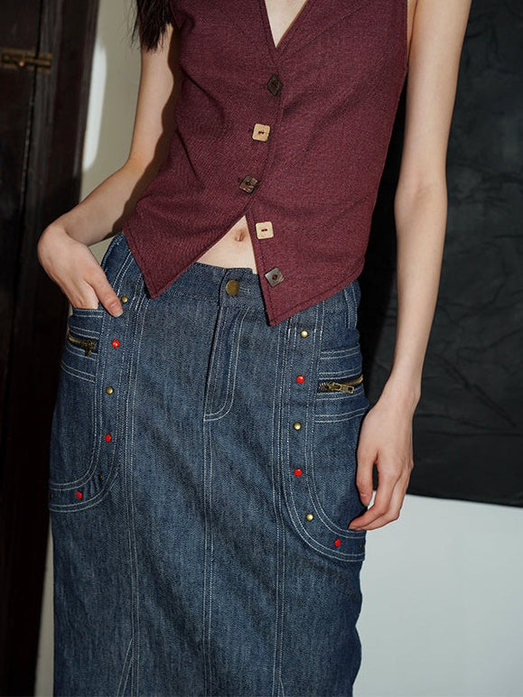 Imitation Denim Mermaid Long Skirt