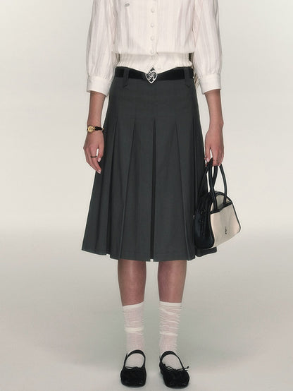 High-waisted A-line Pleated Skirt