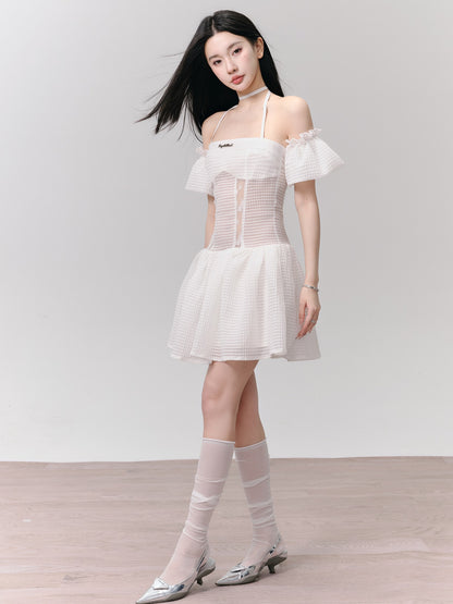 Hollow Splicing Off Shoulder Tutu Dress