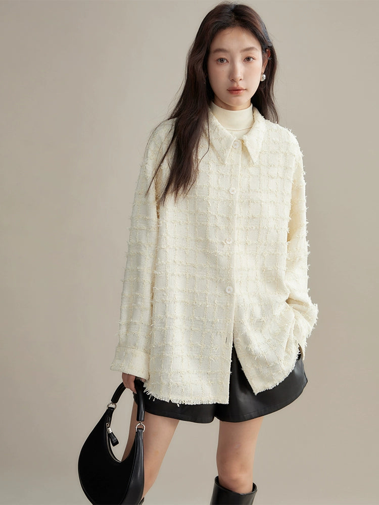 Woven Texture Loose Long-sleeved Shirt