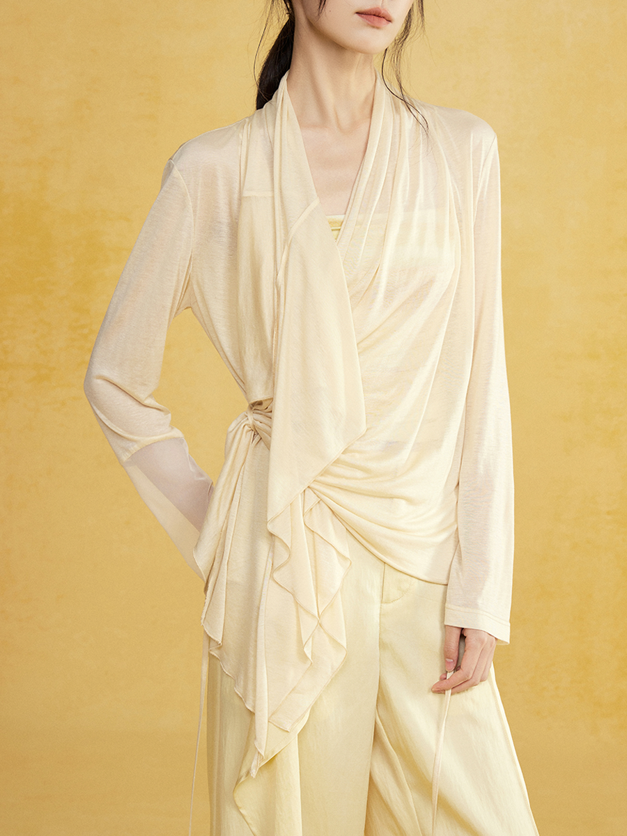 Light Knitted Drape Gown Cardigan