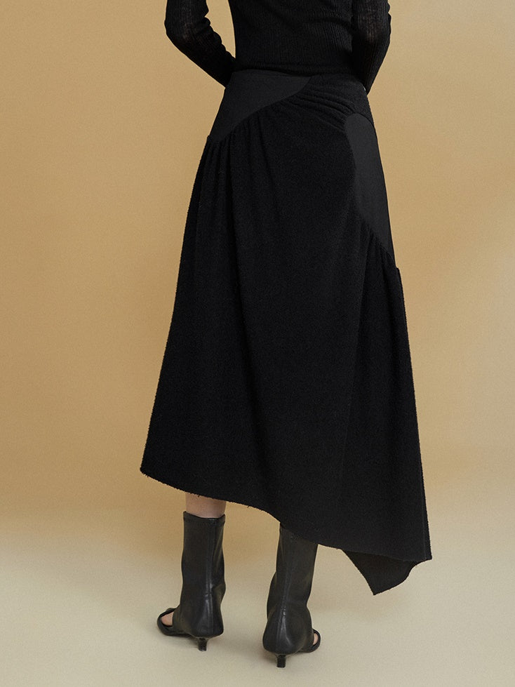 Gathered Spliced Irregular A-line Skirt