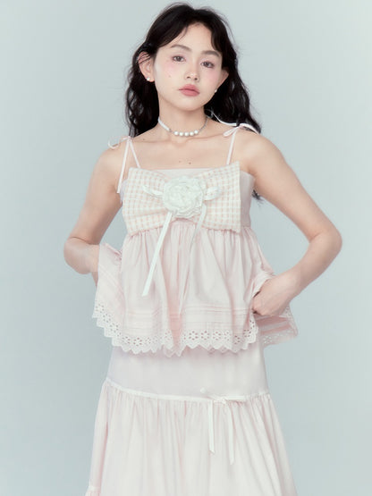 Ribbon Puffy Short Camisole &amp; Ribbon Cake Skirt