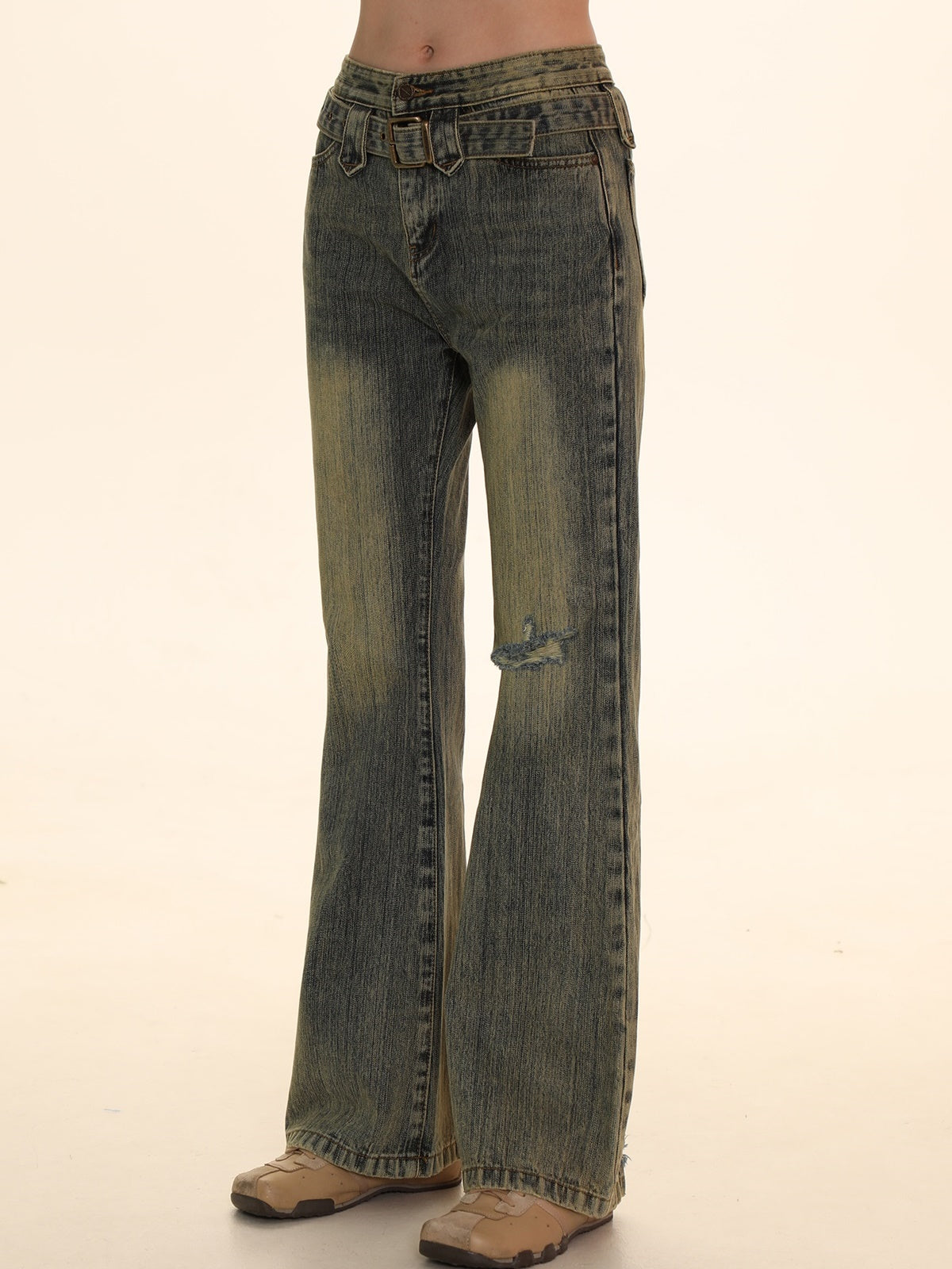 Modest Faded Denim Vintage Flare-Pants – ARCANA ARCHIVE