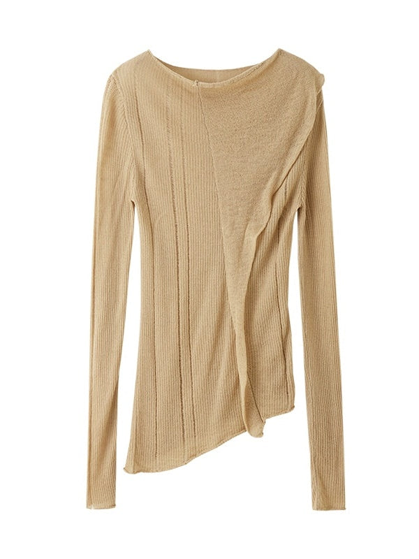 Asymmetry Wave Design Knitted Loose Sweater