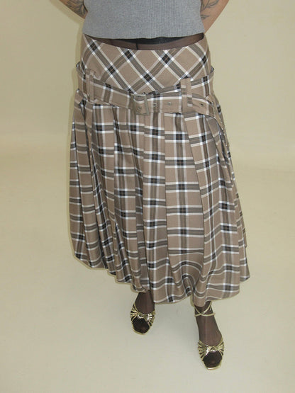 Retro Plaid Flower Bud Fluffy Skirt