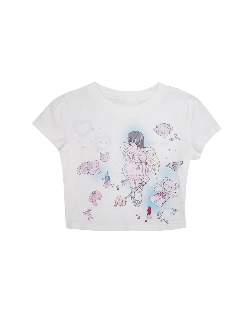 Angel Print Short-sleeved Tight T-shirt