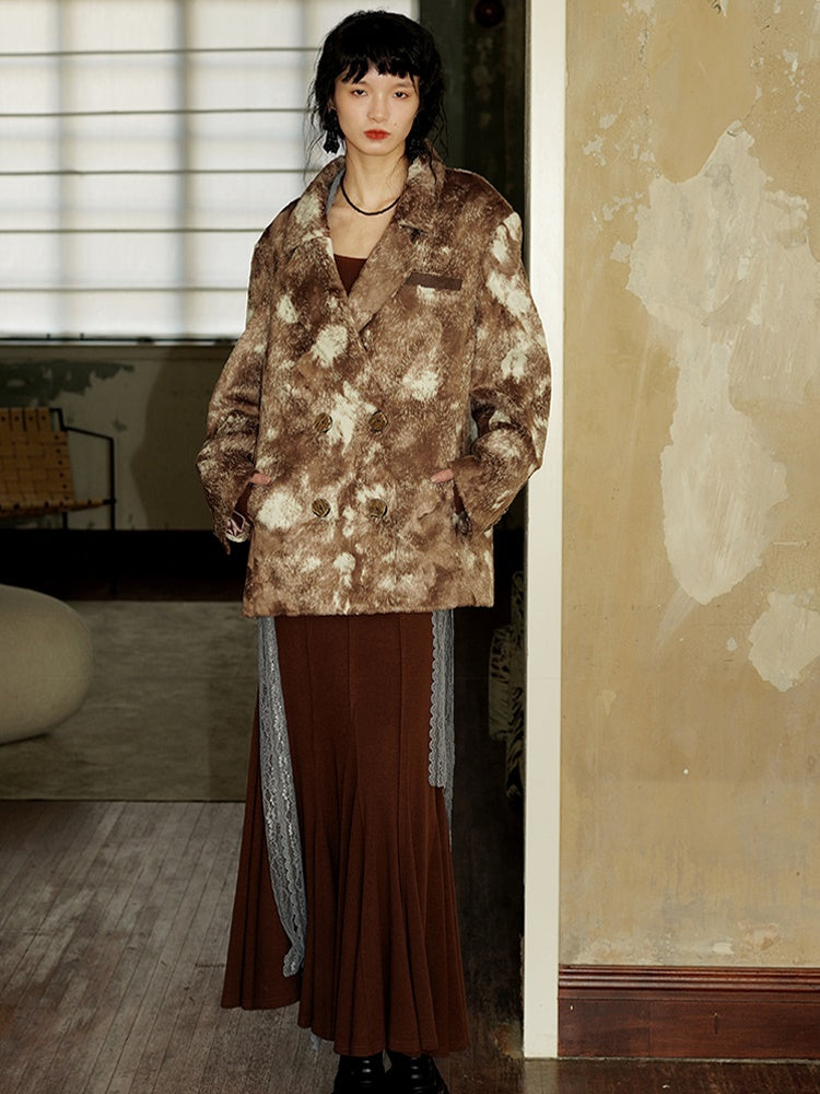 Niche Design Loose Mixed Color Short Fur Jacket