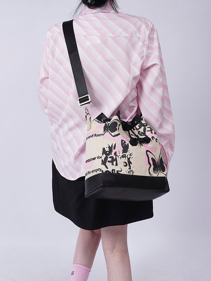 Graffiti Contrast Color Bucket Bag