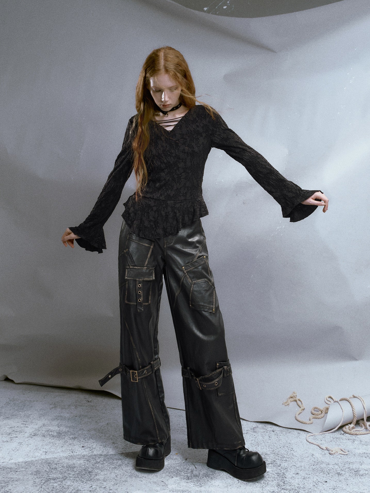 Deconstructed Street Punk Distressed Leather Pants