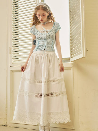 Girly Lace Splicing Long Skirt