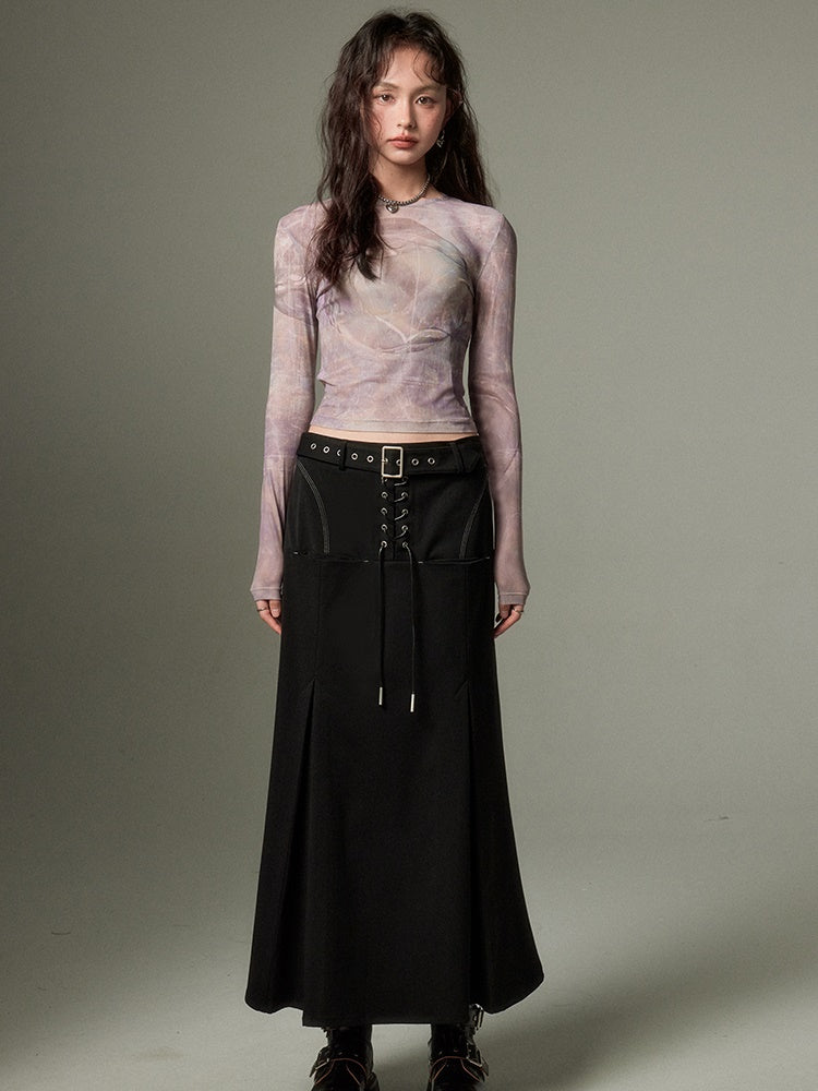 Lace-Up Front Pocket Mermaid Skirt