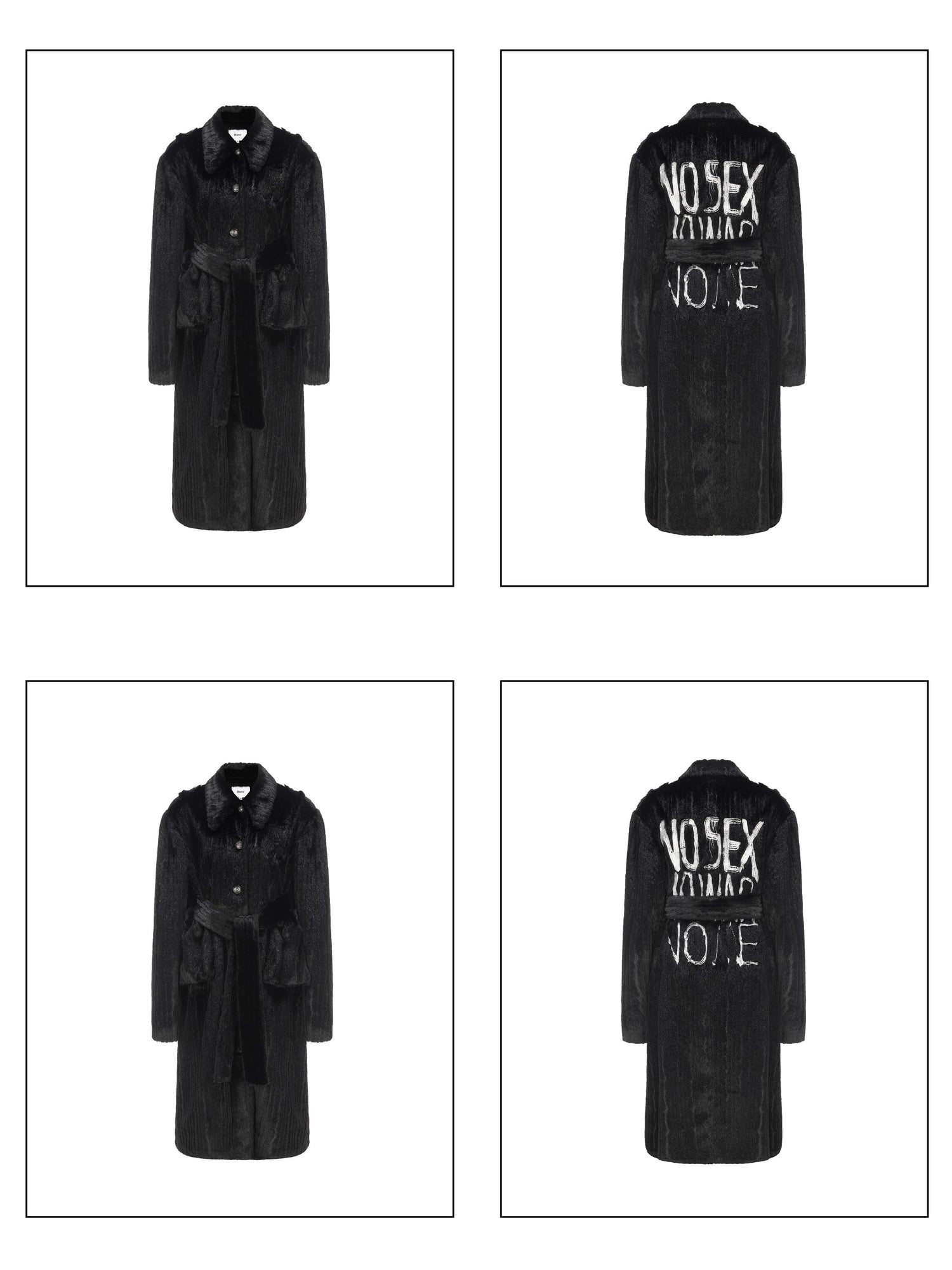 Back Print Imitation Fur Coat