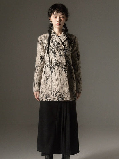 Chinese Style Jacquard A-Line Jacket