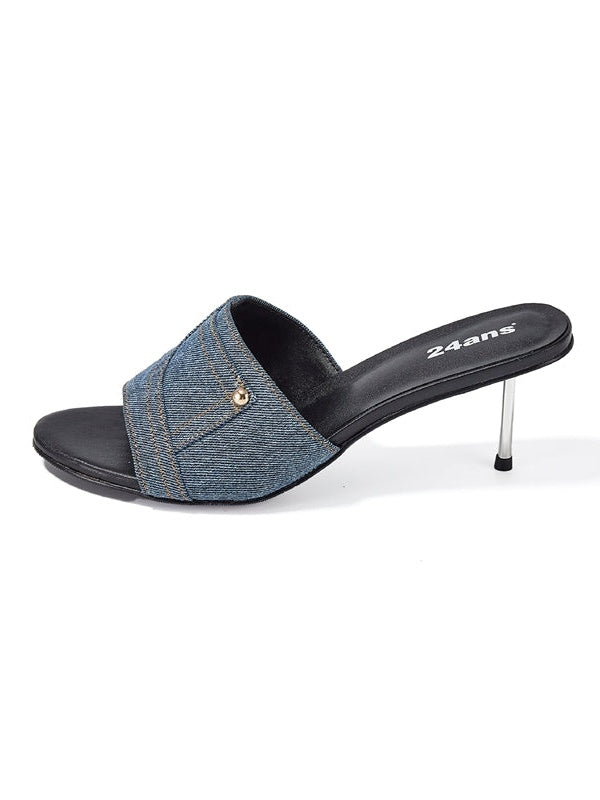 Denim Pin Heel Sandal