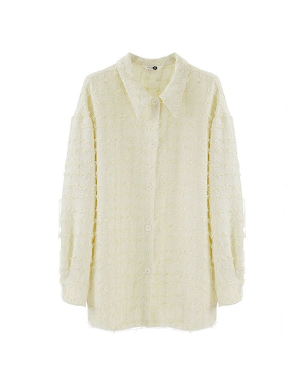 Woven Texture Loose Long-sleeved Shirt