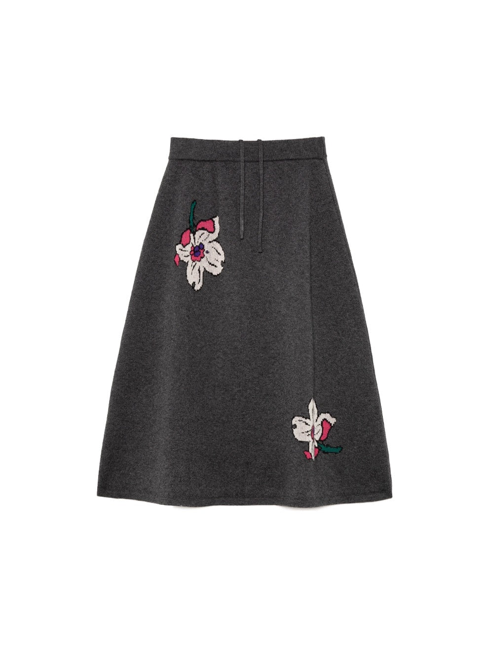 Retro Cherry Blossom Jacquard Sweater &amp; Knitted Skirt