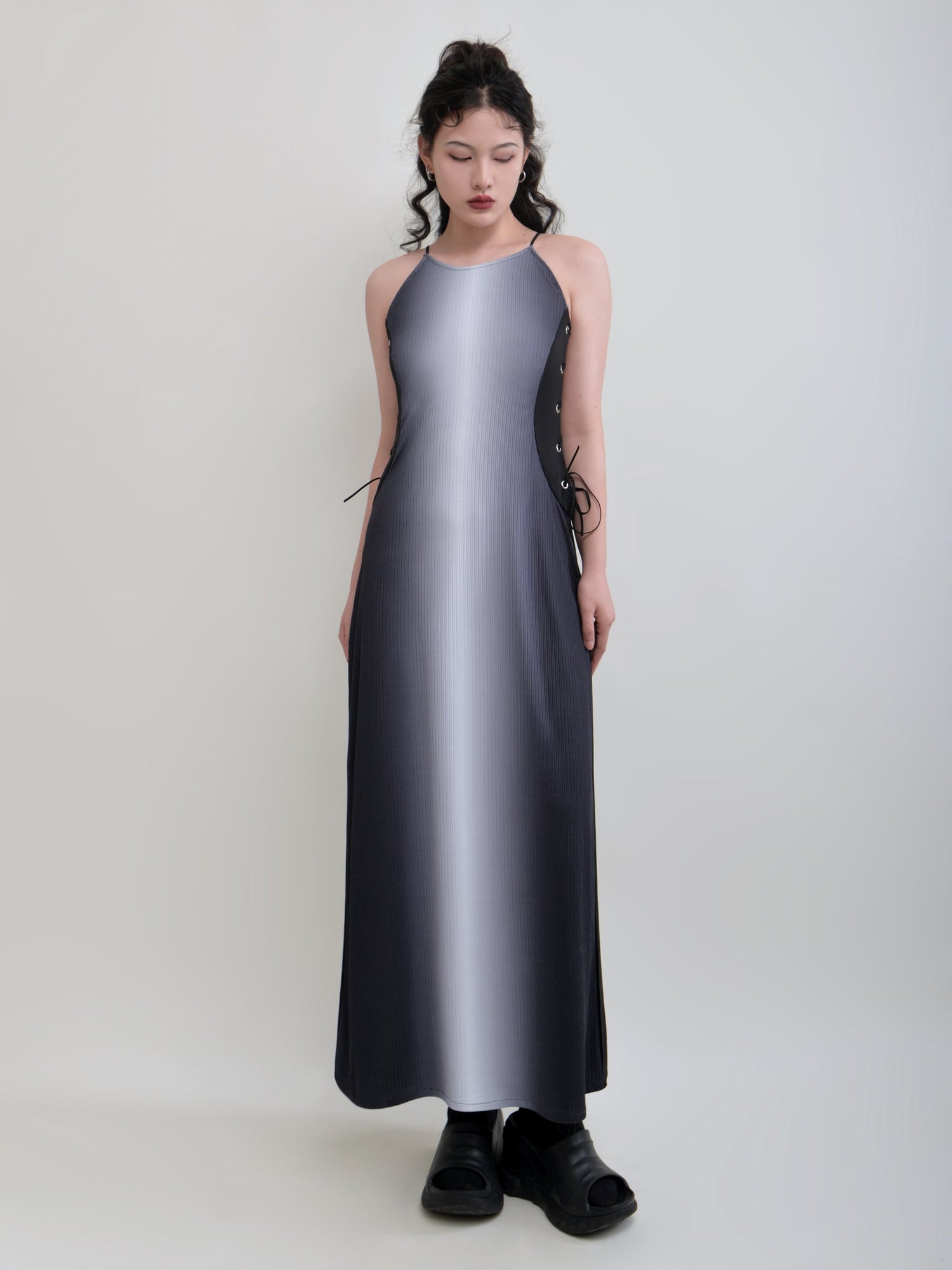 Futuristic Print Stretch Slim Suspender Dress ARCANA ARCHIVE Futuristic Print Stretch Slim Suspender Dress ARCANA ARCHIVE