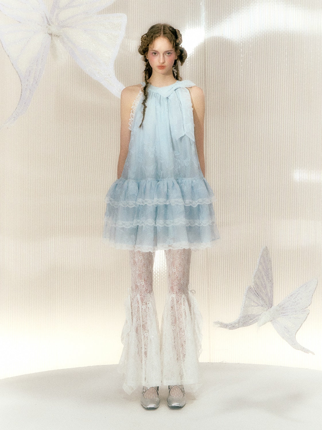 Butterfly Organza Lace Sleeveless Dress