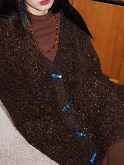 Cardigan tricoté des paillettes de taille