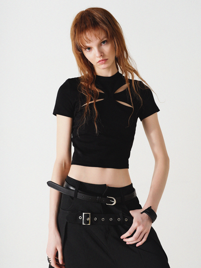 Hollow Slim Navel T-shirt