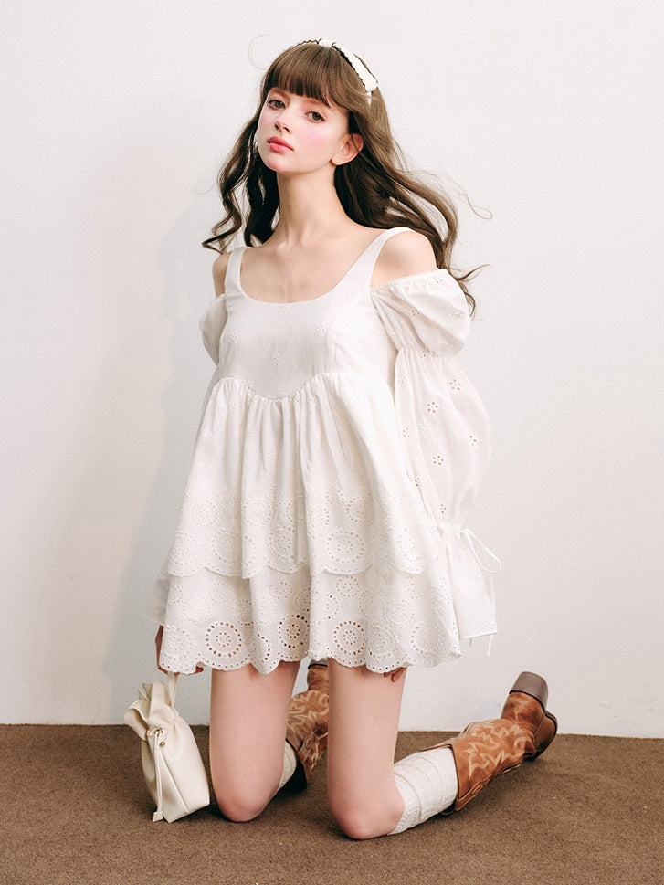 Cut work Lace Long Sleeve Doll Dress