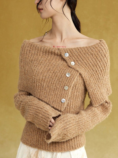 Large Lapel 2Way Lib Sweater