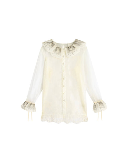 Organza Stitching Lace Shirt