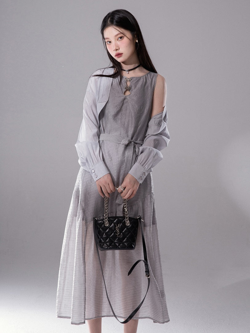 Drop Collar Loose Sleeveless Long One-piece