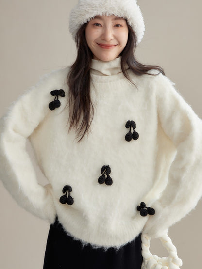 Cherry Motif Pullover Sweater