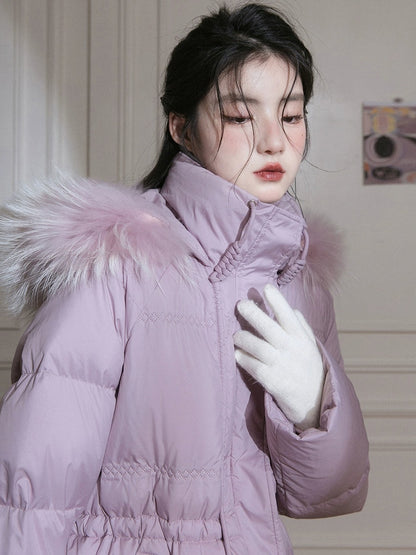 Diamond-shaped Pressed Long Down Jacket