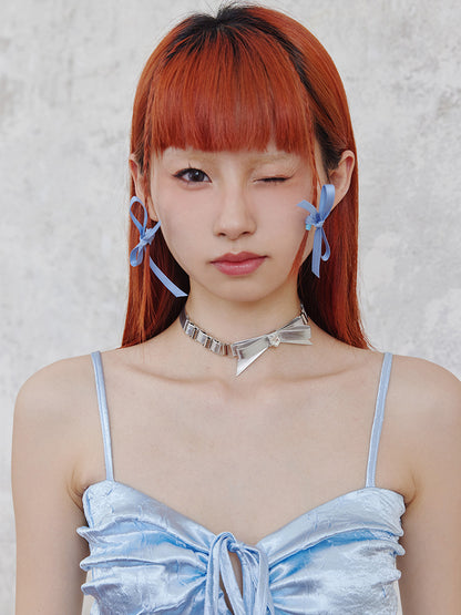 Pu Zircon Bow Choker &amp; Hair Accessoire