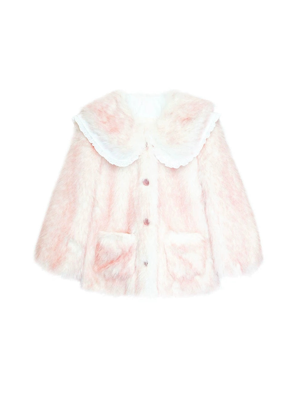 Gradient Double Collar Fur Coat