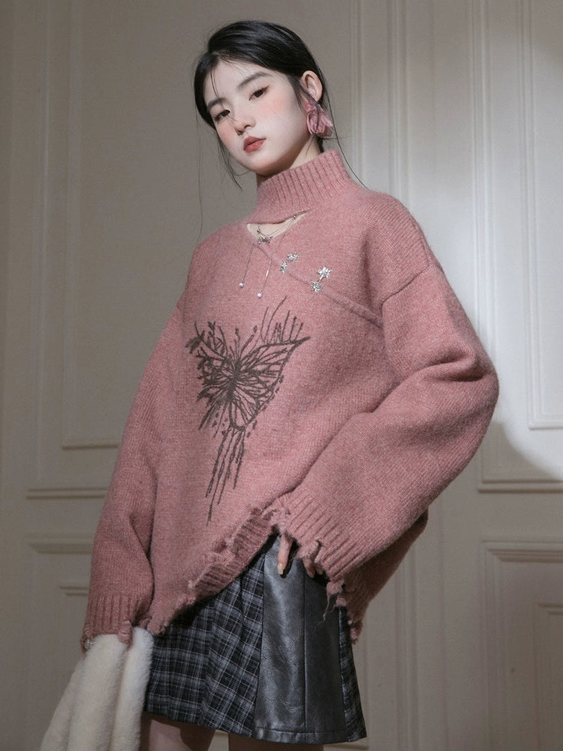 Chinese Style Butterfly Pattern Sweater