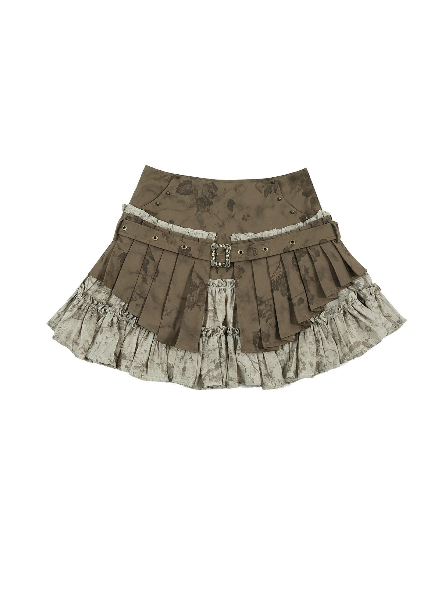 Retro Decadent Sense Fake 2Piece Pleated Skirts