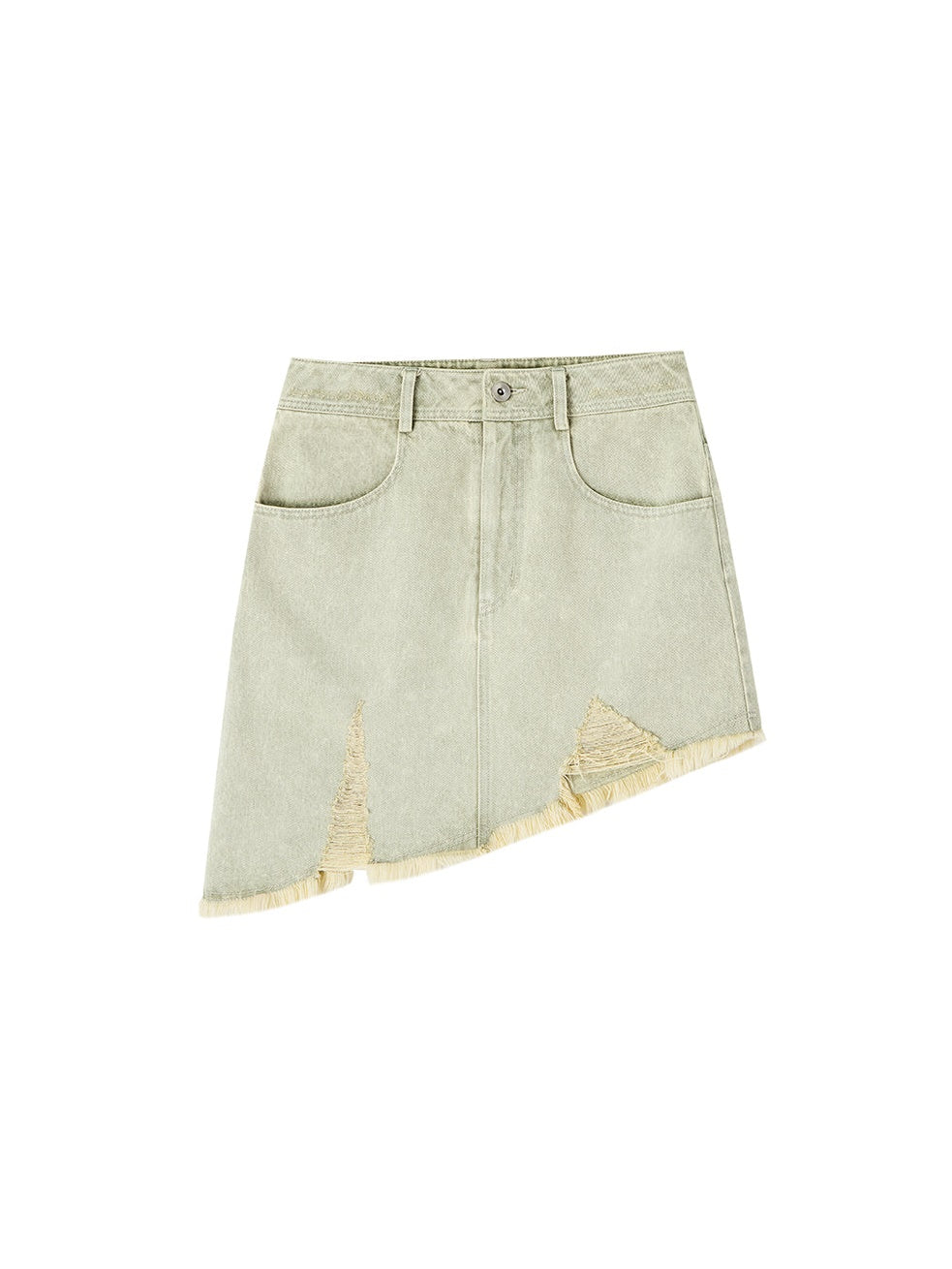 Raw Edge Short Denim Skirt