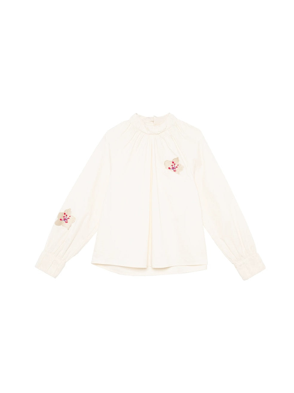 Cherry Blossom Embroidery Bottle-neck Shirt