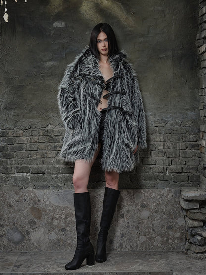 Back Embroidery Fur Coat