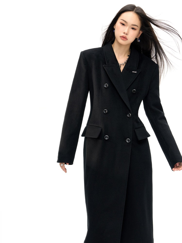 Slim Waist Double Blest Long Coat