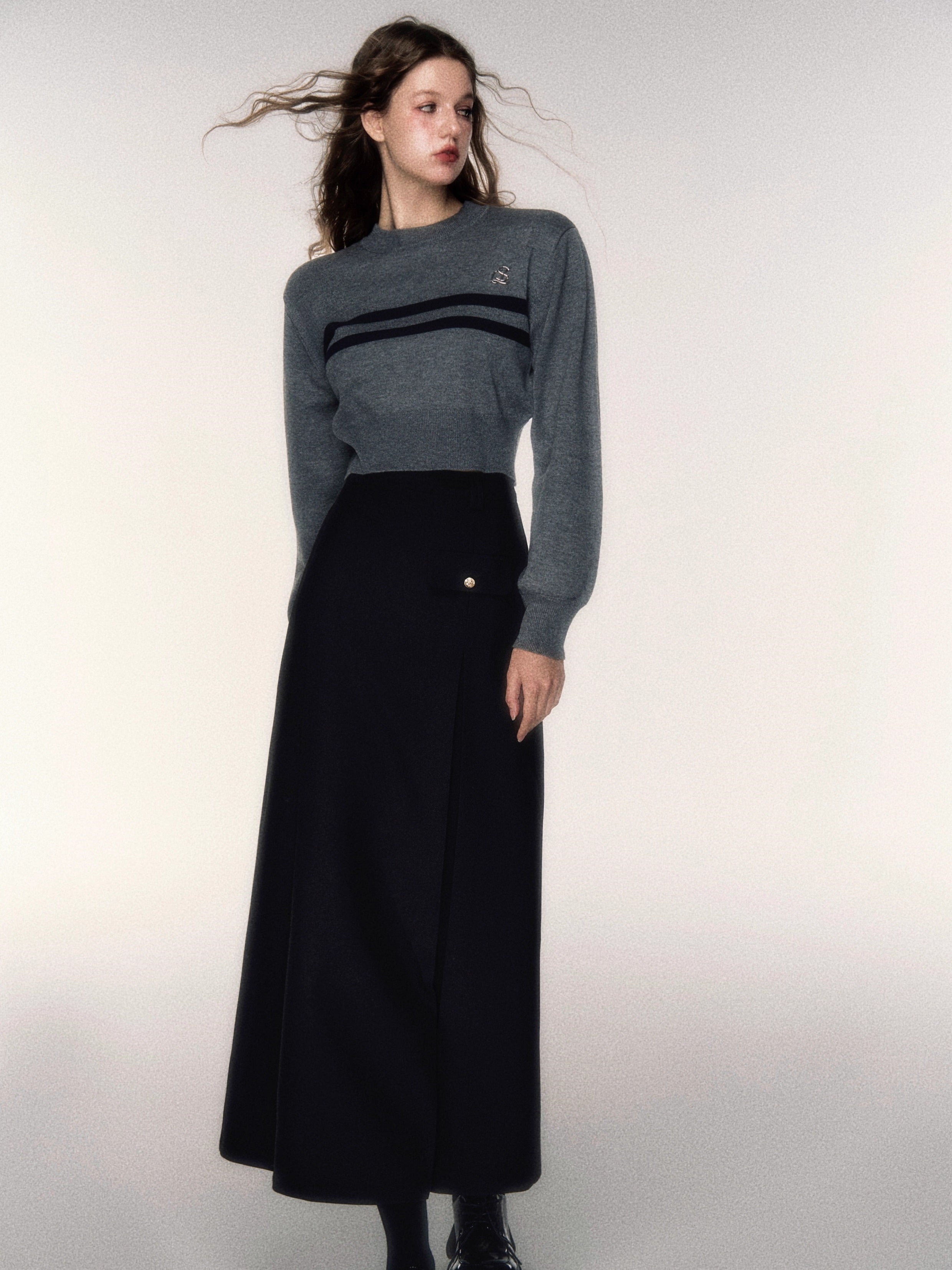 Box Pleated Long Skirt