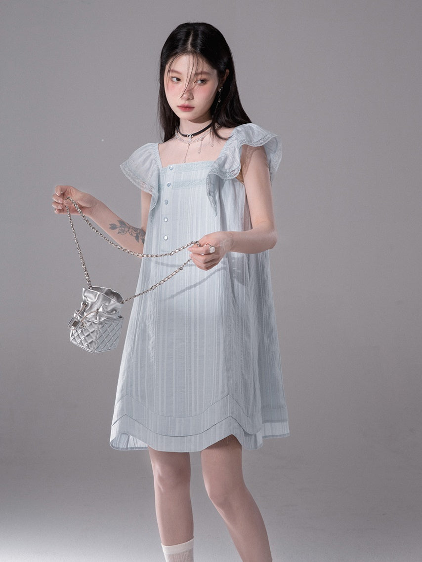 Flying Sleeves Ribbon A-Line Dress