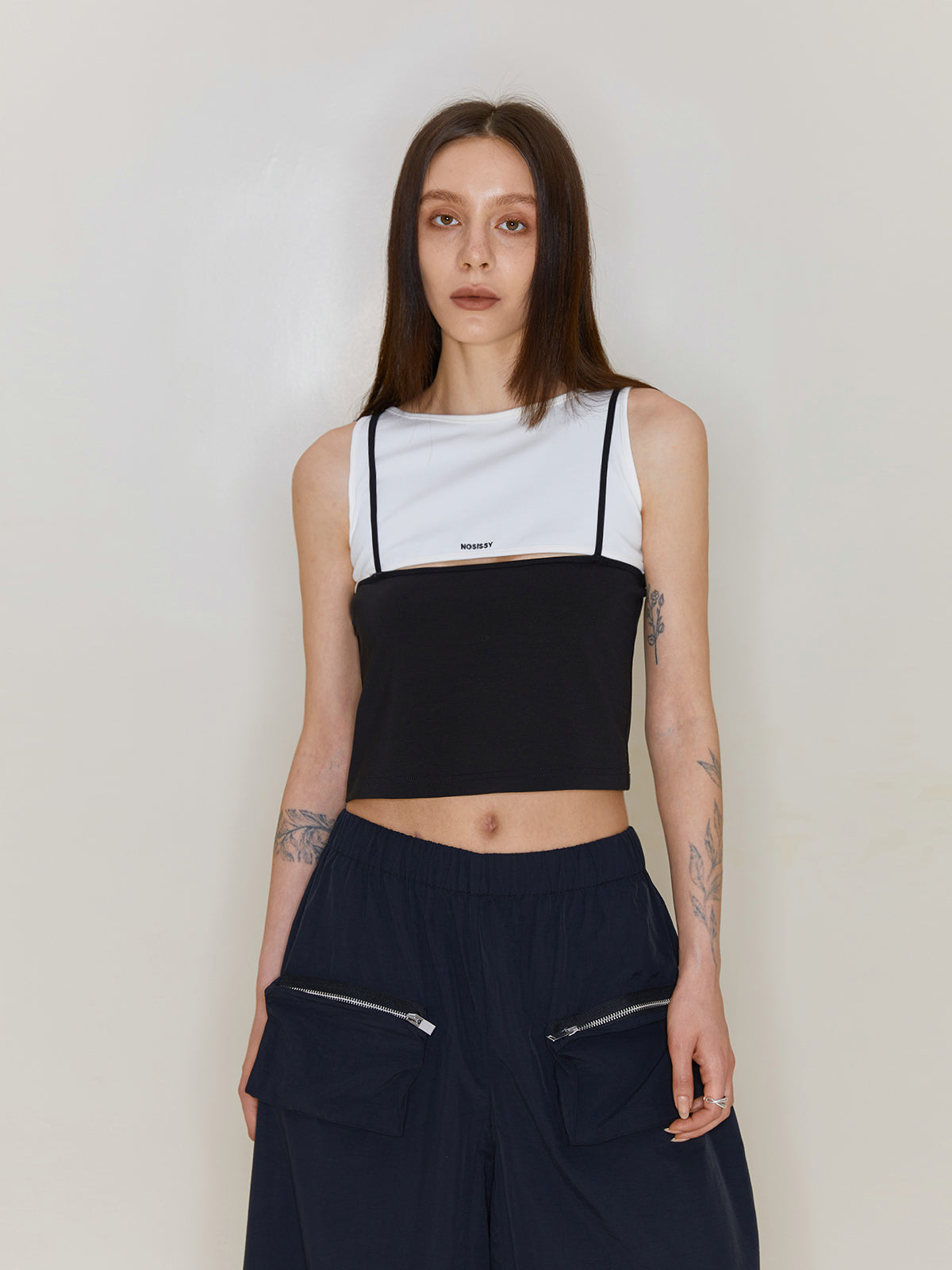 Short Fake Two-piece Hollow Tank Top