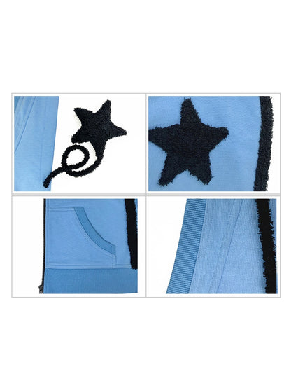 Five-pointed Star Decoration Hooded Vest