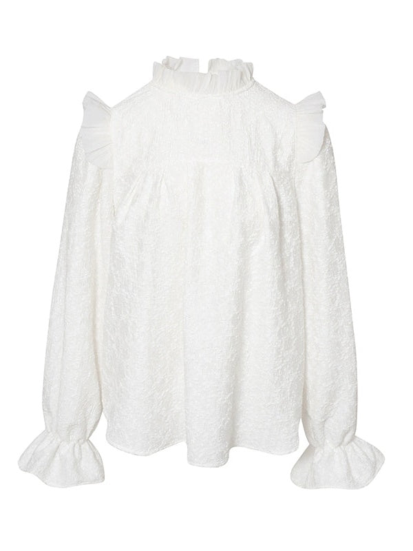 Lace Stand-Collar Small Flying Sleeves Shirt