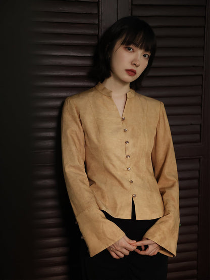 Chinese Style Mao Collar Short Shirt Jacket