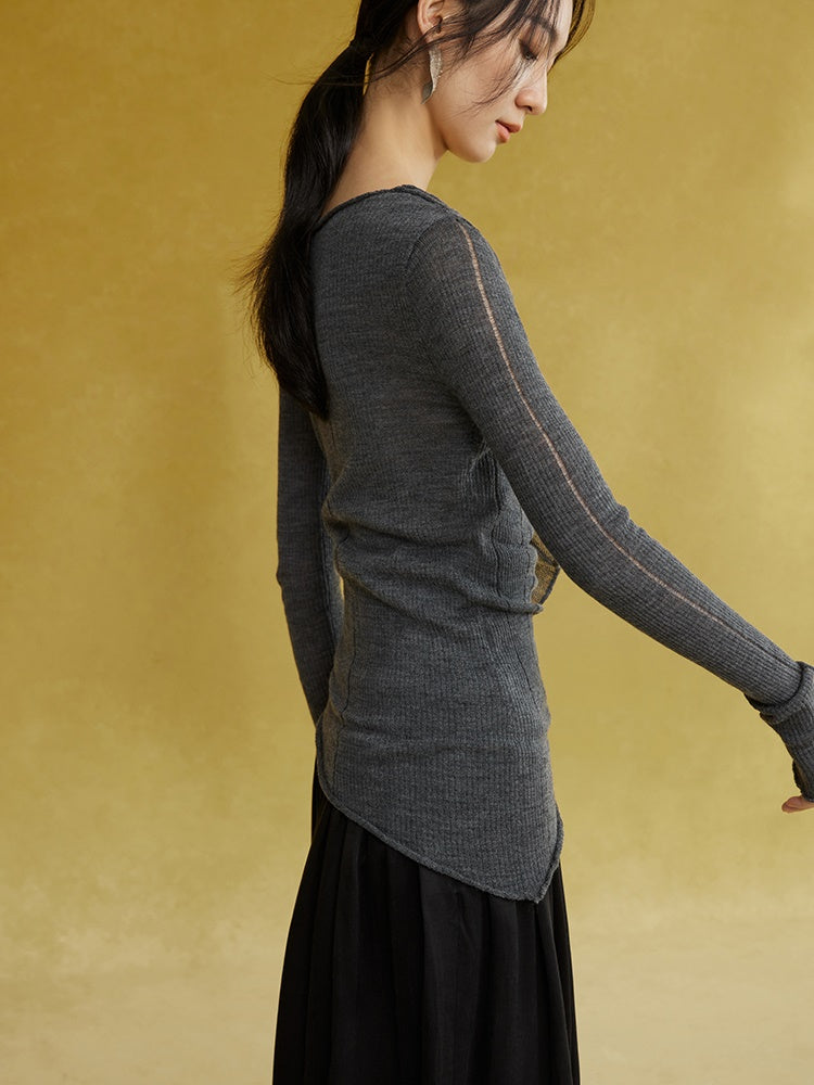 Asymmetry Wave Design Knitted Loose Sweater